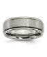 ფოტო #1 პროდუქტის Titanium Brushed Center Ridged Edge Wedding Band Ring
