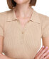 Фото #4 товара Women's Ribbed Quarter-Button Polo Shirt