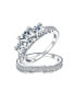 ფოტო #2 პროდუქტის Art Deco Style 3CT Square Princess Cut 3 Stone Past Present Future Promise CZ Engagement Wedding Ring Sterling Silver