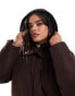 Threadbare Plus maxi puffer coat with hood in brown