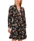 Фото #1 товара Women's Floral Tie Neck Long Sleeve Baby Doll Tiered Dress