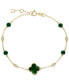 ფოტო #1 პროდუქტის EFFY® Malachite & Diamond (1/20 ct. t.w.) Chain Bracelet in 14k Gold