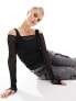 Фото #1 товара Weekday double layer mesh long sleeve top in black