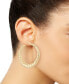 Graduated Textured Medium Hoop Earrings in 14k Gold-Plated Sterling Silver, 40mm