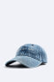 Denim cap with embroidered motif