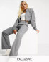 COLLUSION flared trousers with waist strap detail in grey co ord