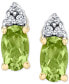 ფოტო #3 პროდუქტის Peridot (5/8 ct. t.w.) & Diamond (1/20 ct. t.w.) Stud Earrings in 14k Gold