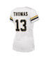 Фото #3 товара Women's Threads Michael Thomas White New Orleans Saints Fashion Player Name and Number V-Neck T-shirt