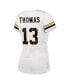 Women's Threads Michael Thomas White New Orleans Saints Fashion Player Name and Number V-Neck T-shirt