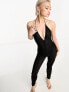 Amy Lynn halterneck Kitty catsuit in black honeycomb mesh