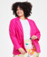 ფოტო #1 პროდუქტის Trendy Plus Size One-Button Linen Blazer, Created for Macy's