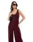 ASOS DESIGN drop waist soft touch jumpsuit in burgundy