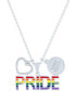 ფოტო #1 პროდუქტის Diamond Accented Disc, Heart & PRIDE Pendant Necklace in Sterling Silver, 16" + 4" extender