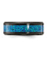 Black Zirconium Blue Imitation Opal Inlay Wedding Band Ring