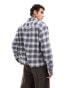 Фото #3 товара Abercrombie & Fitch cropped check slub flannel shirt in mid blue