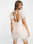 Фото #2 товара Miss Selfridge Premium embellished faux feather trim mini dress in pink mermaid