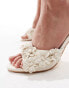 Фото #2 товара Public Desire Sable heeled mules with applique flowers in cream