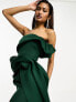 Фото #3 товара ASOS DESIGN one shoulder structured mini dress with train detail in forest green