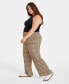 Фото #2 товара Trendy Plus Size Leopard Printed Wide-Leg Pants, Created for Macy's