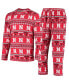 ფოტო #2 პროდუქტის Men's Scarlet Nebraska Huskers Ugly Sweater Knit Long Sleeve Top and Pant Set