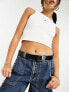 Фото #5 товара ASOS DESIGN leather silver buckle waist and hip jeans belt in black