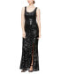 Фото #1 товара Women's Sequined Scoop-Neck Sleeveless Gown