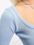 Фото #7 товара Daisy Street basics 2 pack wide scoop neck crop top in soft blue and chocolate