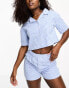 Фото #1 товара Luna cotton super cropped shirt and boxer short pyjama set in cheescloth check