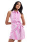 Mango stripe tie front mini dress in pink Розовый, XS - EU 34 - фото #4