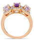 Фото #3 товара Кольцо Macy's Amethyst and Diamond 3-Stone&nbsp;Rose Gold