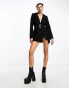 Heartbreak bengaline slim fit blazer with rhinestone buckle belt co-ord in black