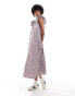 Reclaimed Vintage maxi dress with asymmetric ruching in gingham