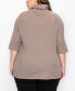Фото #4 товара Plus Size Baby Thermal Cowl Neck Side Ruched Top