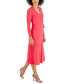Фото #3 товара Women's Faux-Wrap Mesh-Sleeve Midi Dress