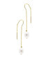 Фото #1 товара Gold Freshwater Cultivated Pearl Threader Earrings