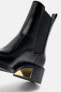 Metallic block heel ankle boots
