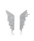 Sterling Silver White Gold Plated with White Cubic Zirconia Angel Wing Waterfall Earrings