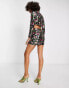 & Other Stories co-ord all over rose sequin mini skirt in multi