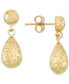 ფოტო #1 პროდუქტის Textured Teardrop Drop Earrings in 14k Gold