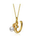 Kids/Teens Personalized 14K Gold Plated Initial Pearl Pendant Necklace