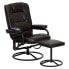 Фото #5 товара Massaging Brown Leather Recliner And Ottoman With Metal Bases