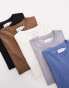 Topman 5 pack essential regular t-shirt in black, white, light grey, rust and mink