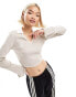 Urban Revivo long sleeve fitted crop t-shirt with contrast piping