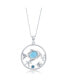 Sterling Silver Larimar Fish w/ Starfish, Coral & Blue CZ Necklace