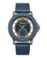 ფოტო #1 პროდუქტის Men's Transparency Blue Dark Genuine Leather Watch 44mm