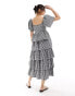 Nobody's Child Rosalia tiered gingham midaxi dress in black and white