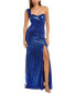 Фото #1 товара Rene Ruiz One-Shoulder Sweetheart Sequin Gown Women's