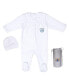 ფოტო #1 პროდუქტის Baby Royal Baby Organic Cotton Gloved Footed Coverall With Bow Hat in Gift Box