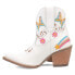 Dingo Melody Leather Graphic Embroidery Snip Toe Cowboy Booties Womens White Cas