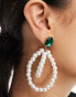 Фото #3 товара True Decadence pearl chandelier earrings with emerald stud